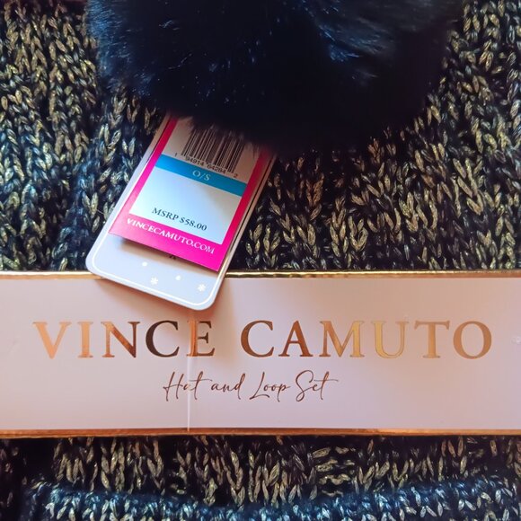 Vince Camuto Hat and Loop Set Black & Silver - Picture 2 of 3